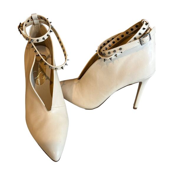 Jessica Simpson Cream rock stud ankle stiletto booties 7.5 - Picture 2 of 10